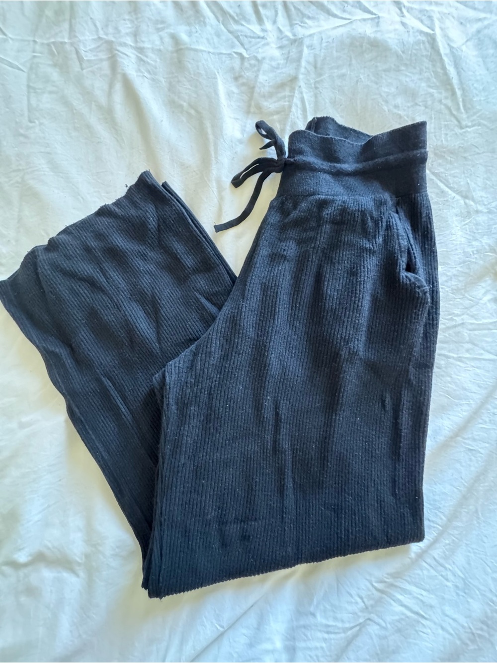 Uniqlo Black Ribbed Drawstring Track Pants